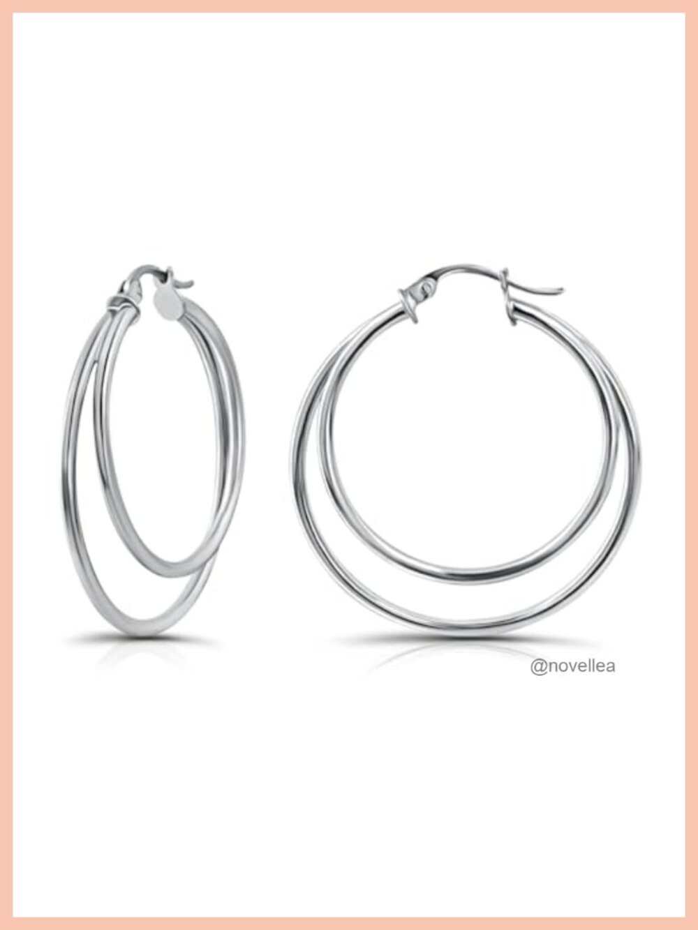 Sterling Silver Double Circle Hoop Earrings 30mm